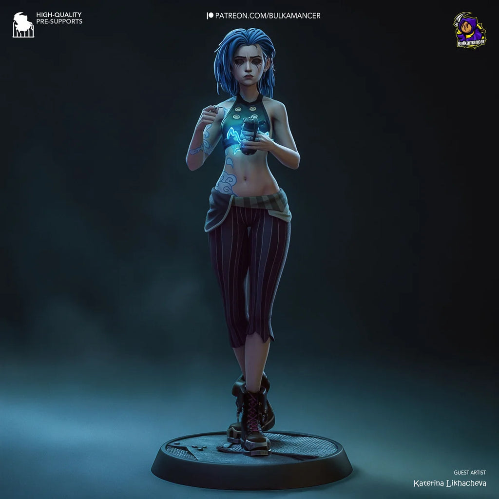 Figurine Jinx Arcane, Figurine Jinx, Figurine à peindre, Figurine Résine, Broken Jinx, Jinx, Arcane, League of Legends, Hurtem Workshop