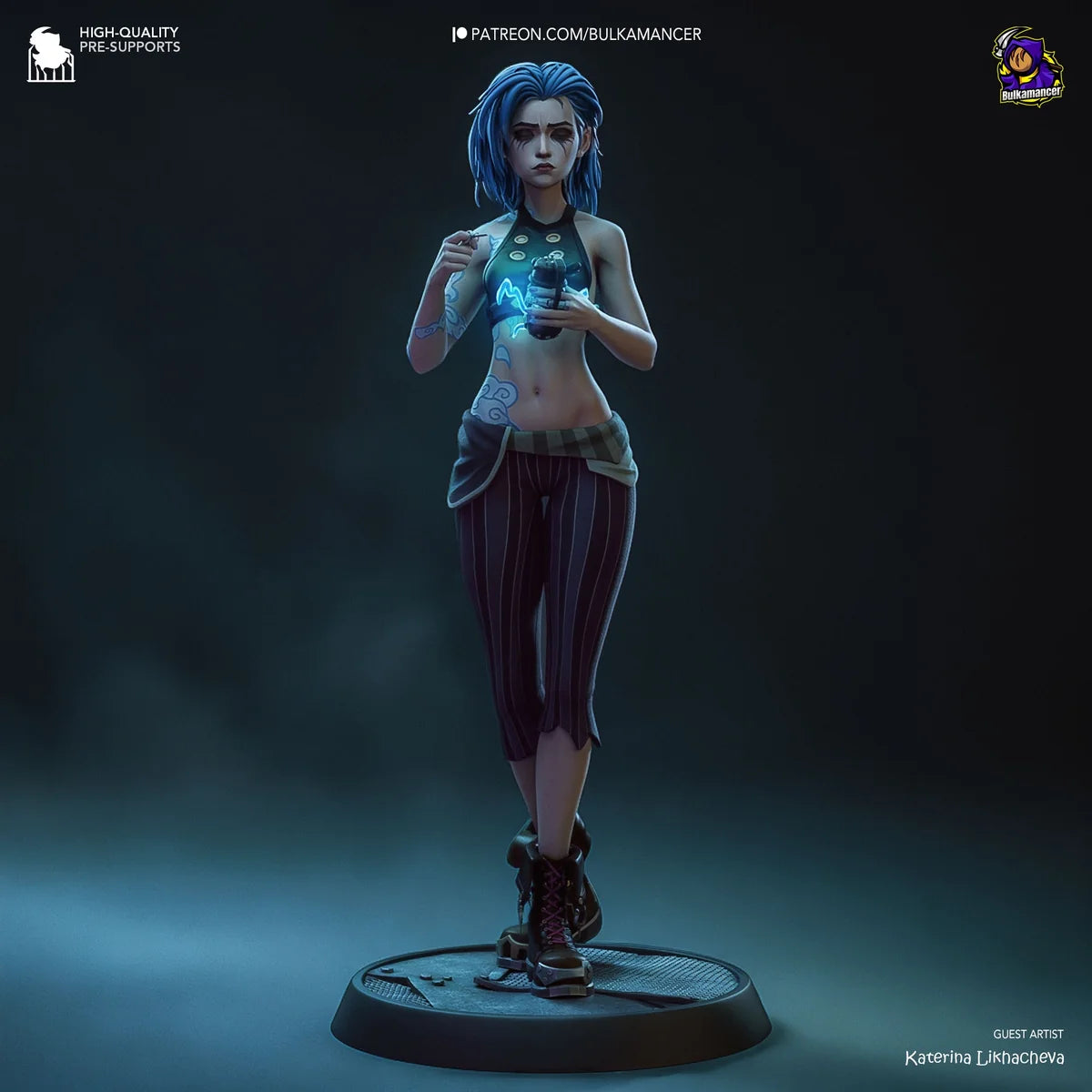 Figurine Jinx Arcane, Figurine Jinx, Figurine à peindre, Figurine Résine, Broken Jinx, Jinx, Arcane, League of Legends, Hurtem Workshop