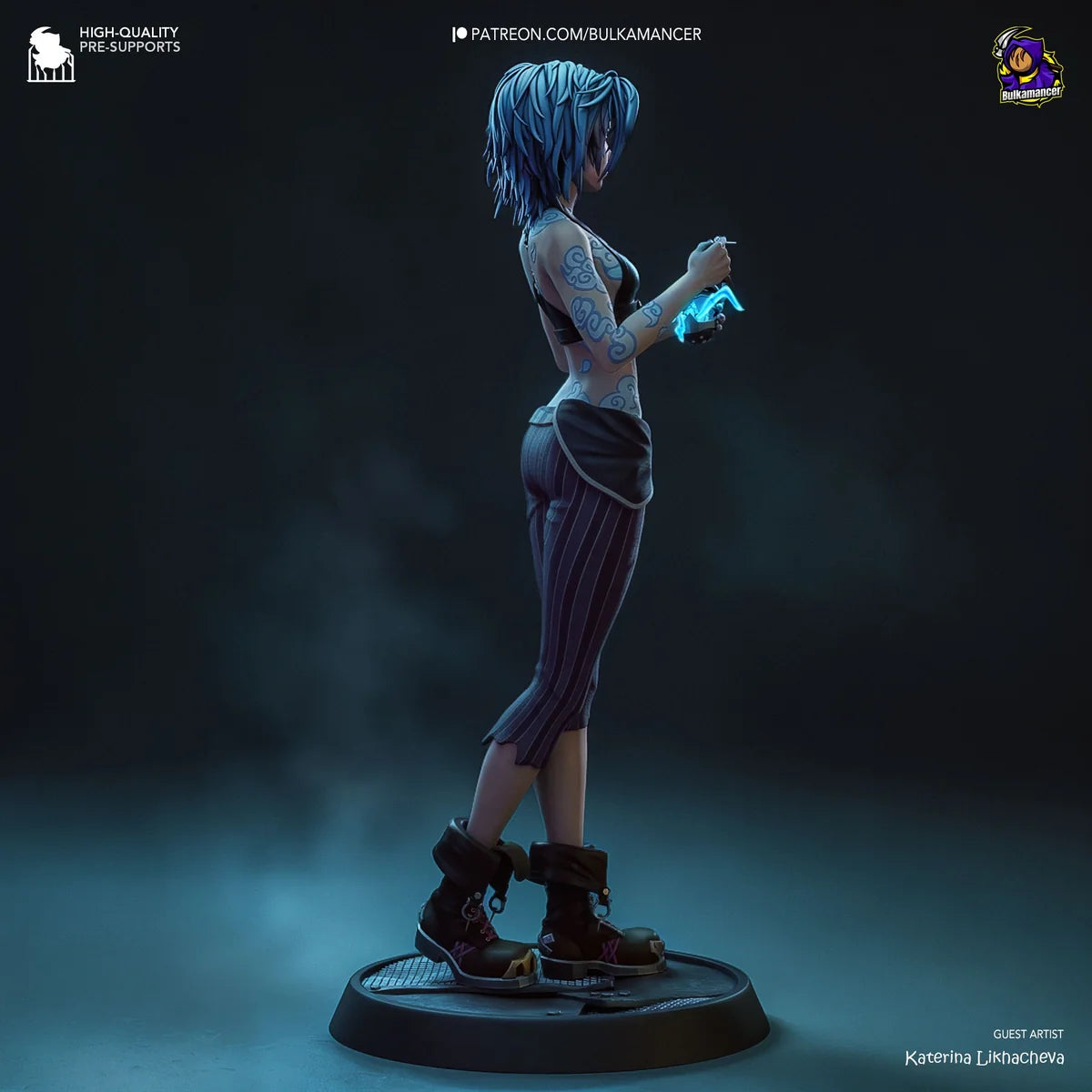 Figurine Jinx Arcane, Figurine Jinx, Figurine à peindre, Figurine Résine, Broken Jinx, Jinx, Arcane, League of Legends, Hurtem Workshop