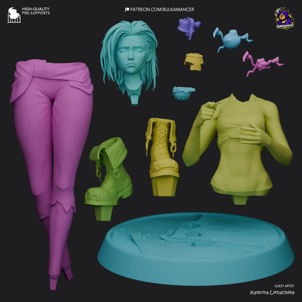 Figurine Jinx Arcane, Figurine Jinx, Figurine à peindre, Figurine Résine, Broken Jinx, Jinx, Arcane, League of Legends, Hurtem Workshop