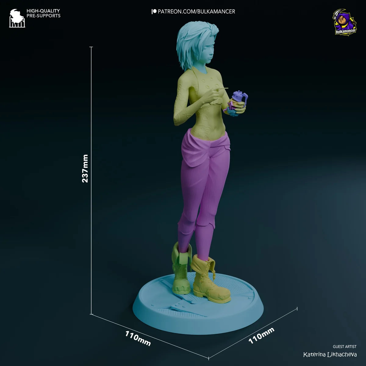 Figurine Jinx Arcane, Figurine Jinx, Figurine à peindre, Figurine Résine, Broken Jinx, Jinx, Arcane, League of Legends, Hurtem Workshop